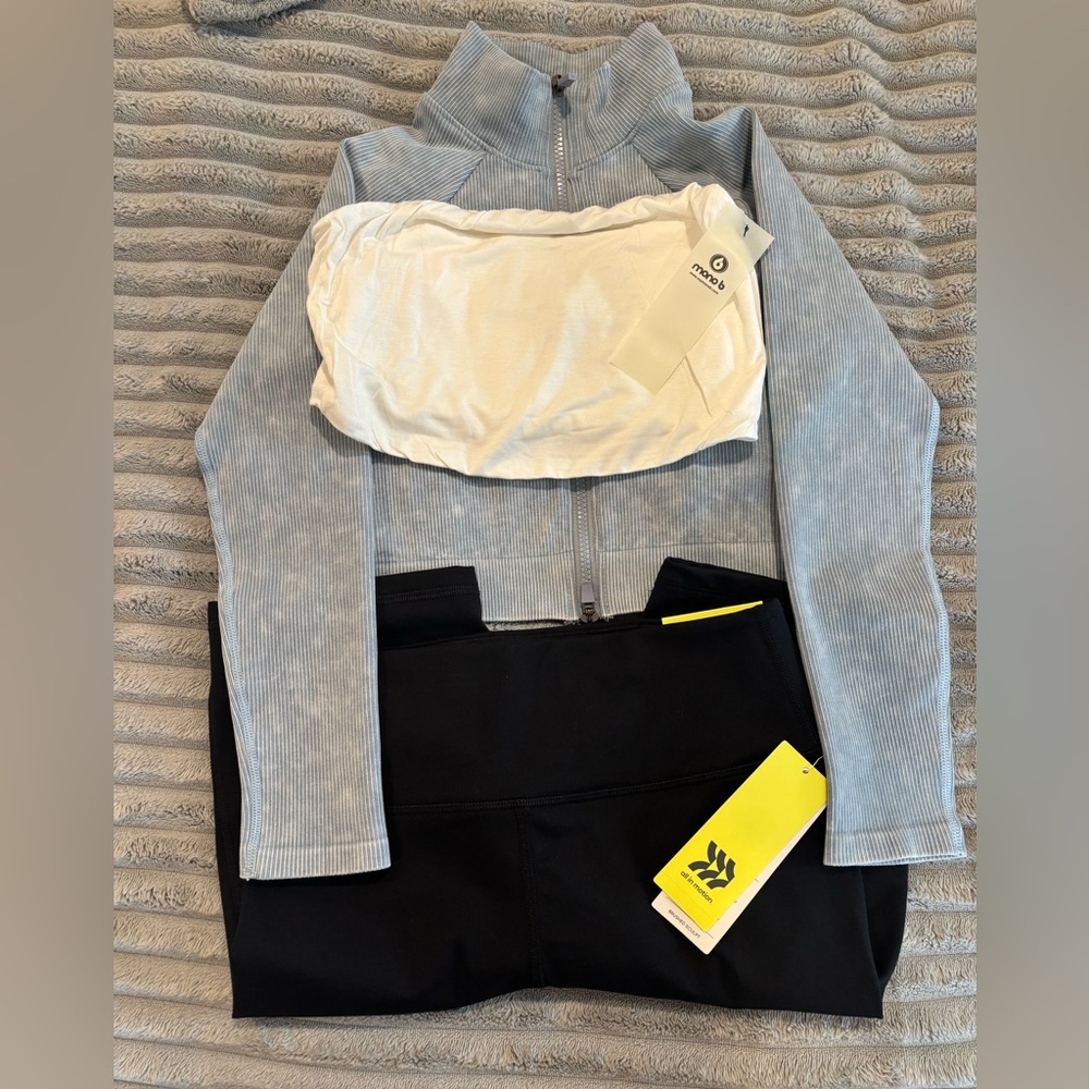 NWOT Mono B cropped Zip up, NWT Mono B bandeau, NWT All in motion bikers